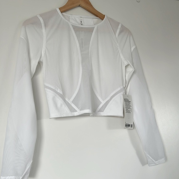 NWT Lululemon White Sheer Panelled Training Long Sleeve Top - Picture 3 of 4